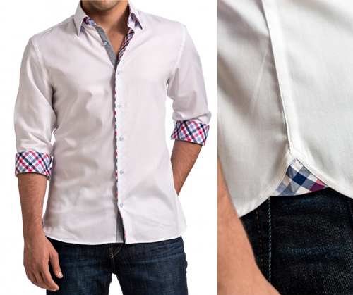 shirts with patterns on inside of collar and cuffs